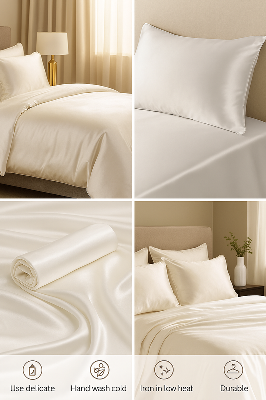 Knitsilk 100% Mulberry Silk Charmeuse Fabric – 19mm | 44" Width | Off White | 1 Metre