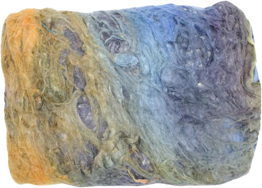 Knitsilk A-Grade Mulberry Silk Fiber 200g – Hand-Dyed - Blue and Orange