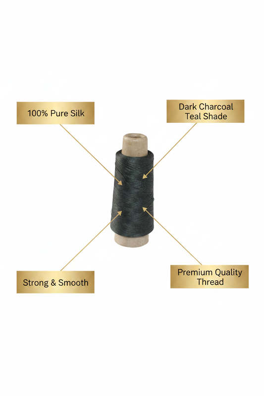 Infographic – Dark Charcoal Teal Silk Thread Features