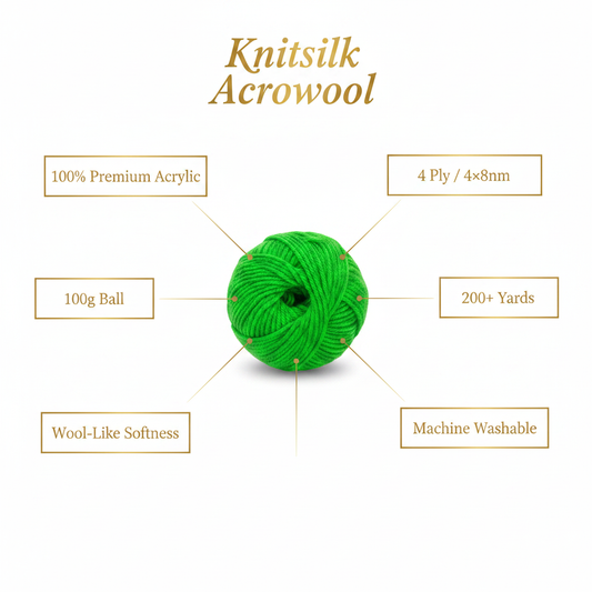 Infographic – Knitsilk Acrowool Bright Green