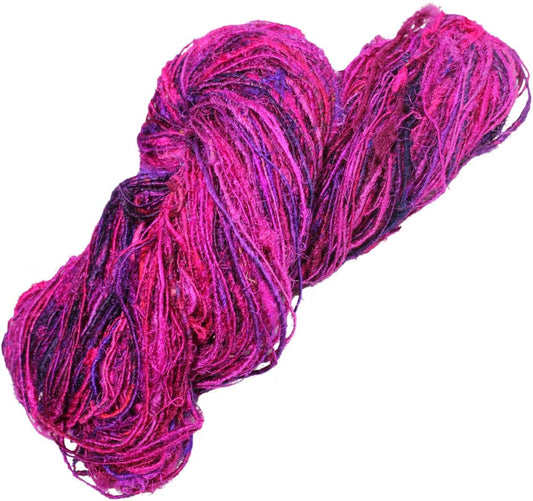 Knitsilk Recycled Sari Silk Worsted Yarn - Magenta | 150+ Yards, 100gm
