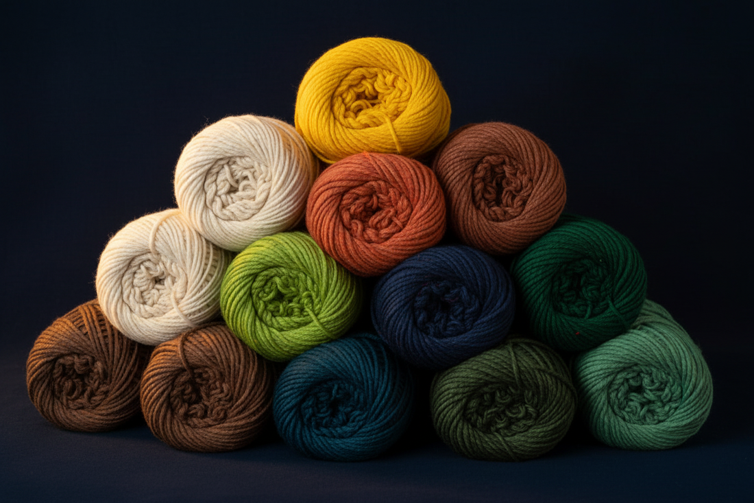 Knitsilk Artisan Linen Yarn — all colourways including white, yellow, orange, green, navy, brown and sea green handspun hand-dyed chunky linen yarn