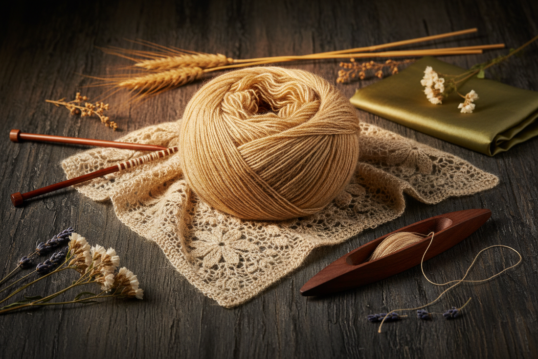 Knitsilk Tussah Wild Silk Yarn — natural golden combed spun silk yarn for knitting weaving and lace Europe