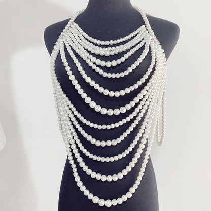 Beaded Sweater Chain Necklace — Elegant Banquet & Evening Jewellery