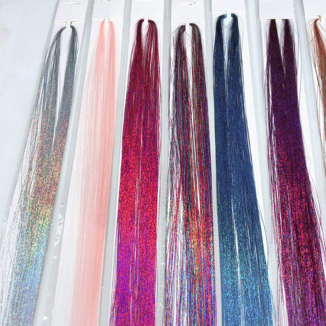 100cm Silk Stripe Hair Extensions — Colourful, Laser Silk & Party-Ready