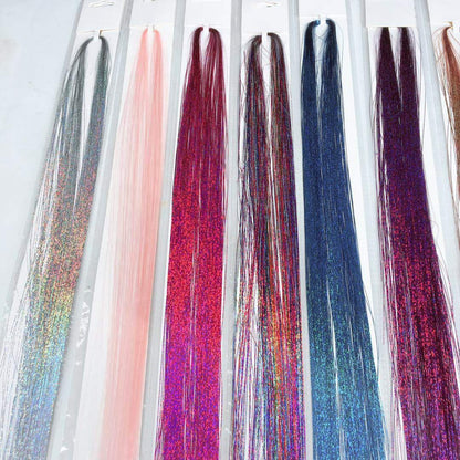 100cm Silk Stripe Hair Extensions — Colourful, Laser Silk & Party-Ready