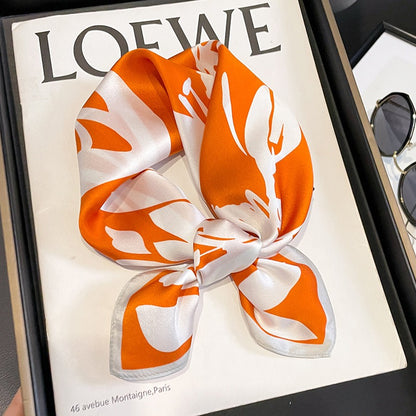 Printed Mulberry Silk Square Scarf — Vibrant Colours, Spring & Autumn, 53×53 cm