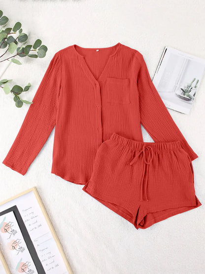 Ladies' Cotton Gauze Summer Pyjama Set — Lightweight Two-Piece Loungewear