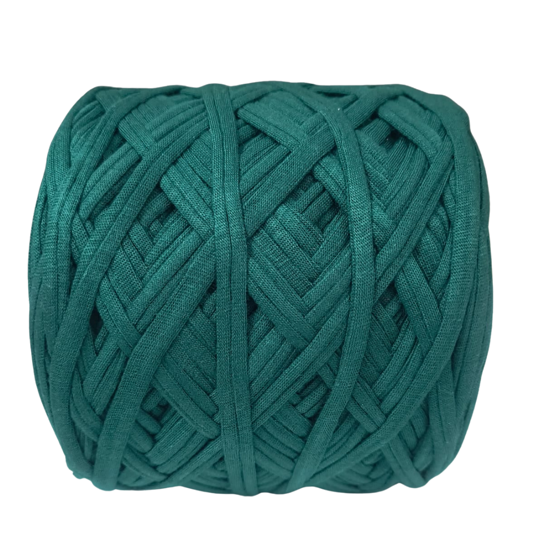 Knitsilk Flexi T-Shirt Yarn – 450g Super Chunky Recycled Cotton Blend – Peacock green – Soft, Durable, Eco-Friendly Bulky Yarn for Knitting, Crochet, Macramé & DIY Crafts | 130+ Yards