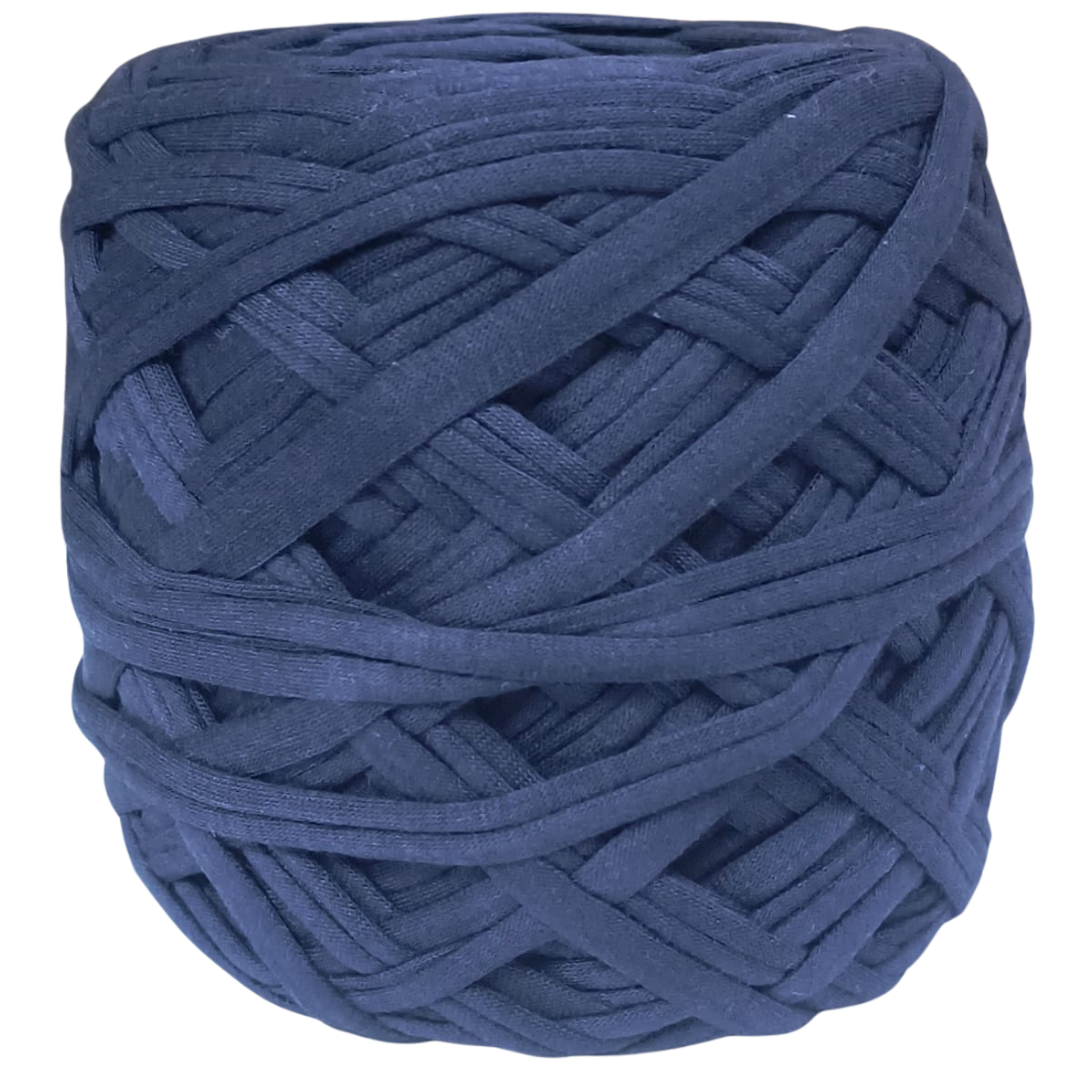 Knitsilk Flexi T-Shirt Yarn – 450g Super Chunky Recycled Cotton Blend –Navy blue – Soft, Durable, Eco-Friendly Bulky Yarn for Knitting, Crochet, Macramé & DIY Crafts | 130+ Yards