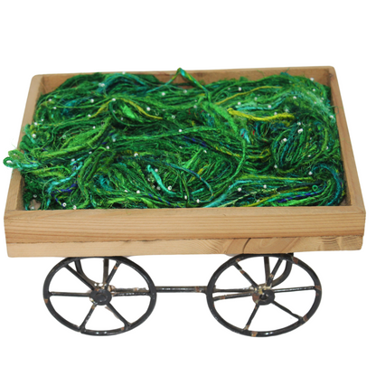 Knitsilk Recycled Sari Silk Beads Yarn – Green | 100g, 80+ Yards