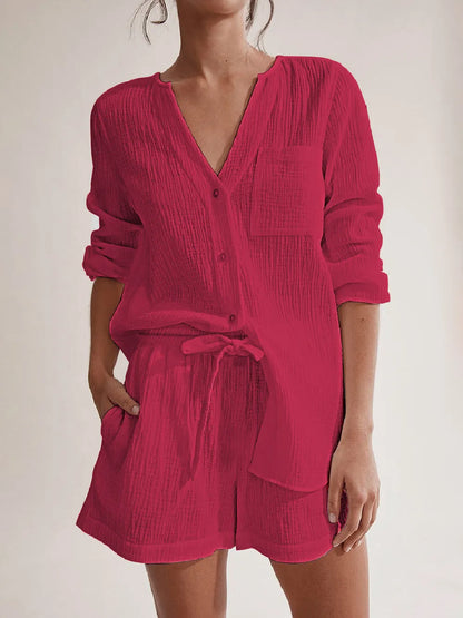 Ladies' Cotton Gauze Summer Pyjama Set — Lightweight Two-Piece Loungewear