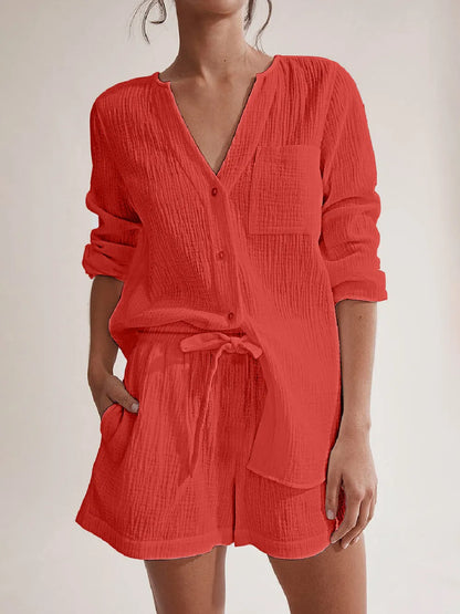 Ladies' Cotton Gauze Summer Pyjama Set — Lightweight Two-Piece Loungewear