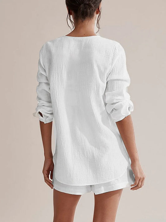 Ladies' Cotton Gauze Summer Pyjama Set — Lightweight Two-Piece Loungewear