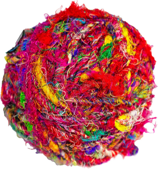Knitsilk Recycled Unique Sari Silk Yarn - Multicolor | 85 Yards | 100g | 1 Gum Ball