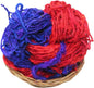 Knitsilk Handspun Recycled Sari Silk Yarn – Red & Blue Combo | 100g x 2 | 50-70 Yards/Ball | Eco-Friendly Bulky Yarn for Knitting, Crocheting & Weaving