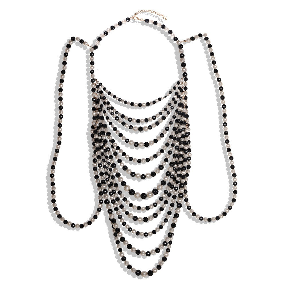 Beaded Sweater Chain Necklace — Elegant Banquet & Evening Jewellery