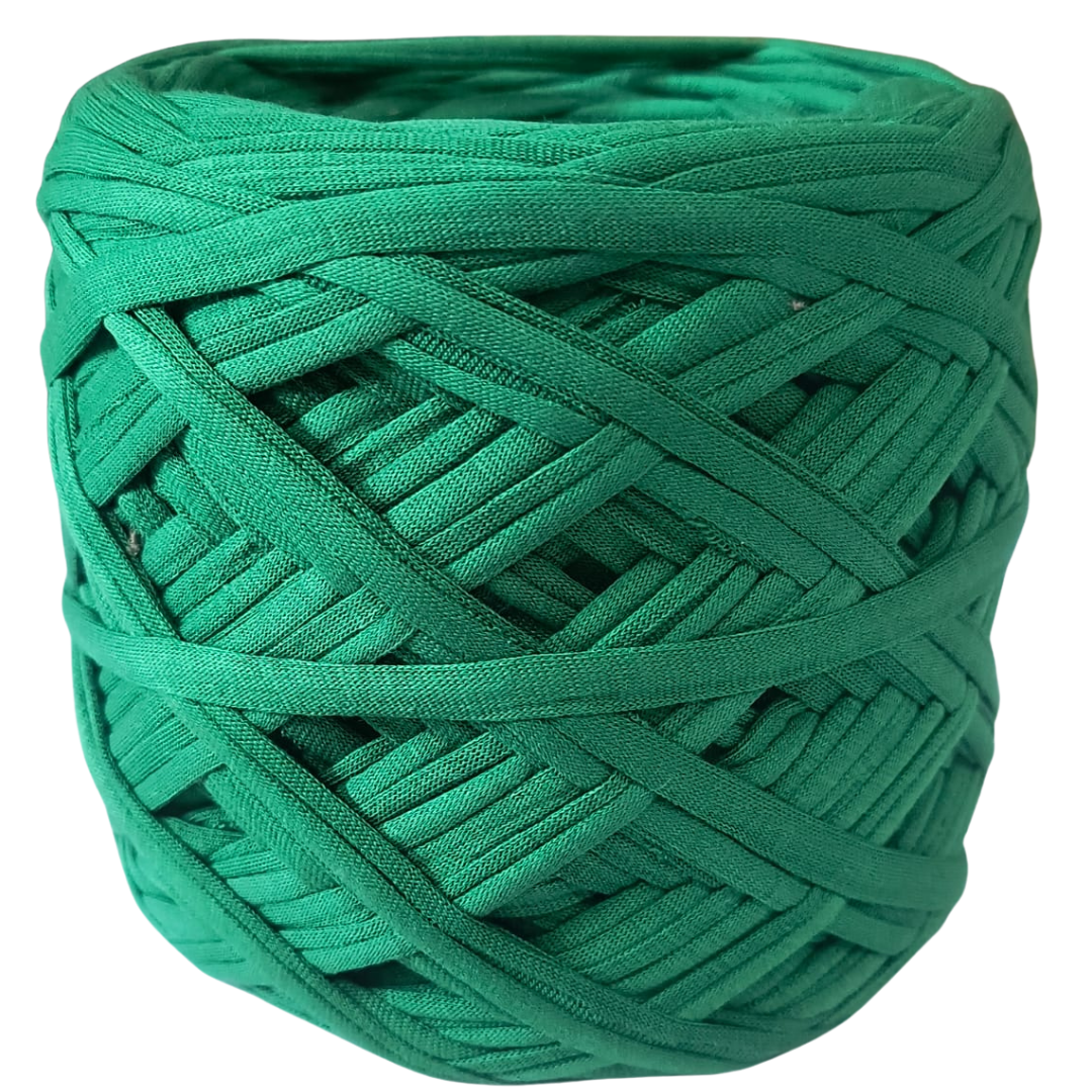 Knitsilk Flexi T-Shirt Yarn – 450g Super Chunky Recycled Cotton Blend –Green – Soft, Durable, Eco-Friendly Bulky Yarn for Knitting, Crochet, Macramé & DIY Crafts | 130+ Yards