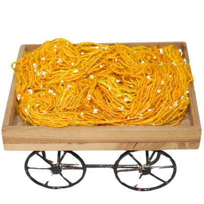 Knitsilk Recycled Sari Silk Beads Yarn – Yellow| 100g, 80+ Yards
