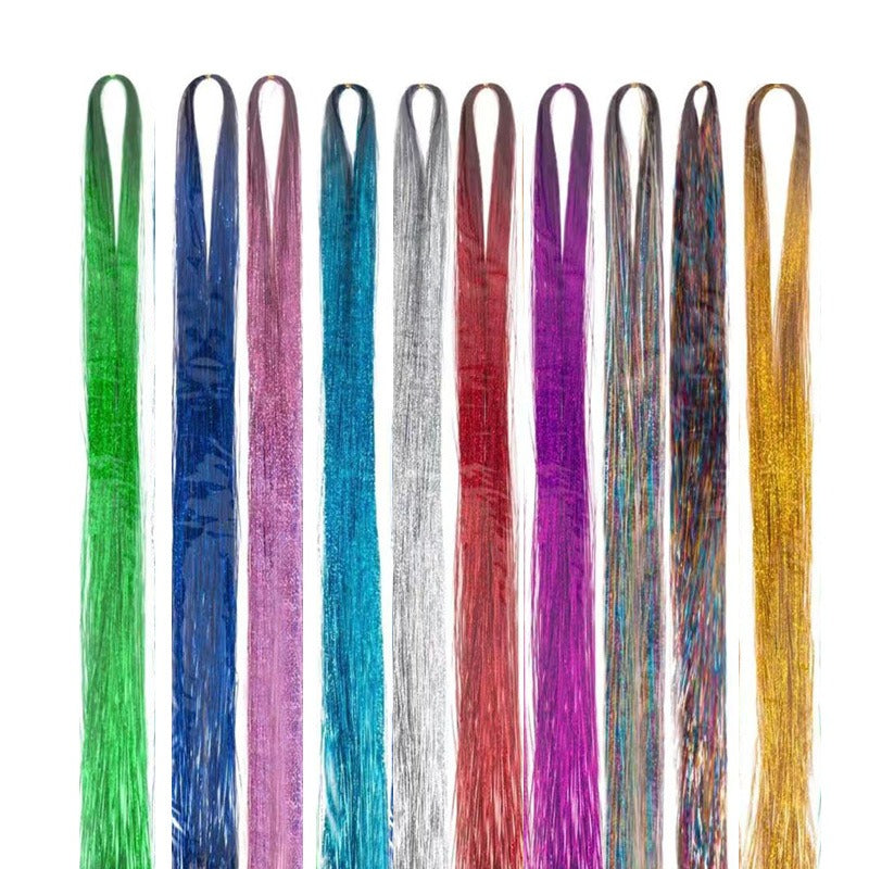 100cm Silk Stripe Hair Extensions — Colourful, Laser Silk & Party-Ready