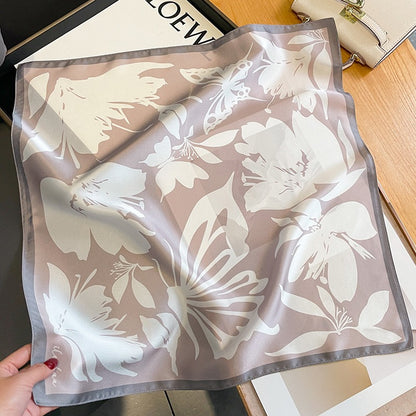 Printed Mulberry Silk Square Scarf — Vibrant Colours, Spring & Autumn, 53×53 cm