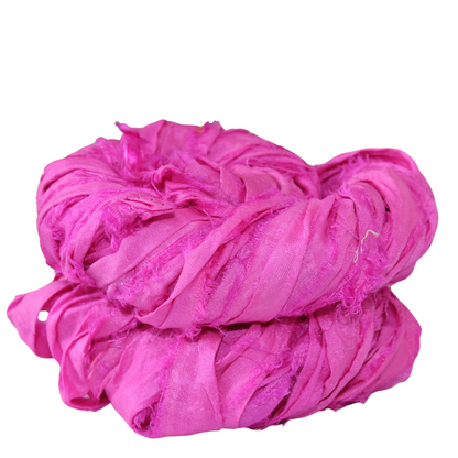 Knitsilk Recycled Sari Silk Ribbon Yarn – Super Bulky | Magenta | Crochet, Knitting, Embroidery & Jewelry Making | 100g / 30 Yards