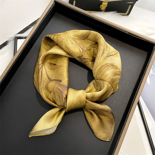 Mulberry Silk Square Scarf — Vintage Real Silk, Floral & Versatile 53×53 cm