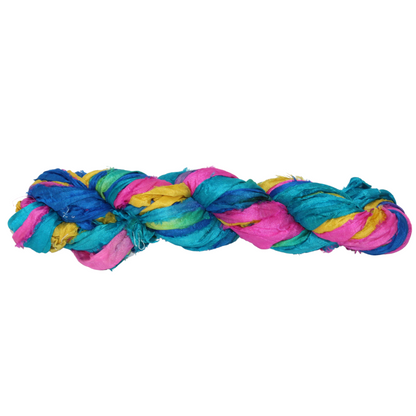 Knitsilk Recycled Sari Silk Ribbon Yarn – Super Bulky | Multicolor | Crochet, Knitting, Embroidery & Jewelry Making | 100g / 30 Yards