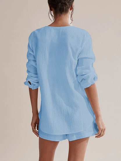 Ladies' Cotton Gauze Summer Pyjama Set — Lightweight Two-Piece Loungewear