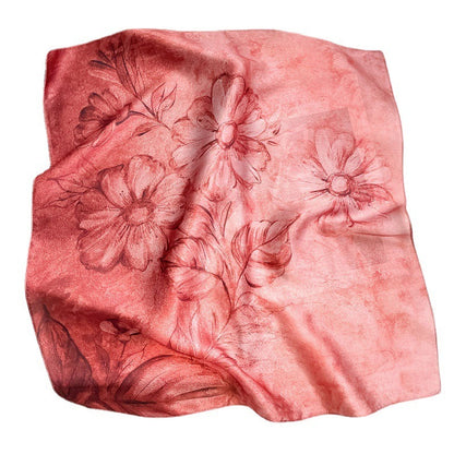 Mulberry Silk Square Scarf — Vintage Real Silk, Floral & Versatile 53×53 cm