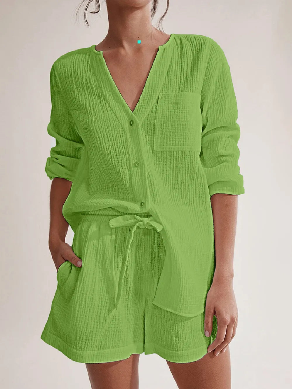 Ladies' Cotton Gauze Summer Pyjama Set — Lightweight Two-Piece Loungewear