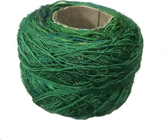 Knitsilk Premium Ball Recycled Sari Silk Yarn - Green - 100gm, 150yards