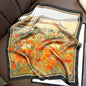 Mulberry Silk Square Scarf — Garden Landscape Oil Painting Print, 53×53 cm