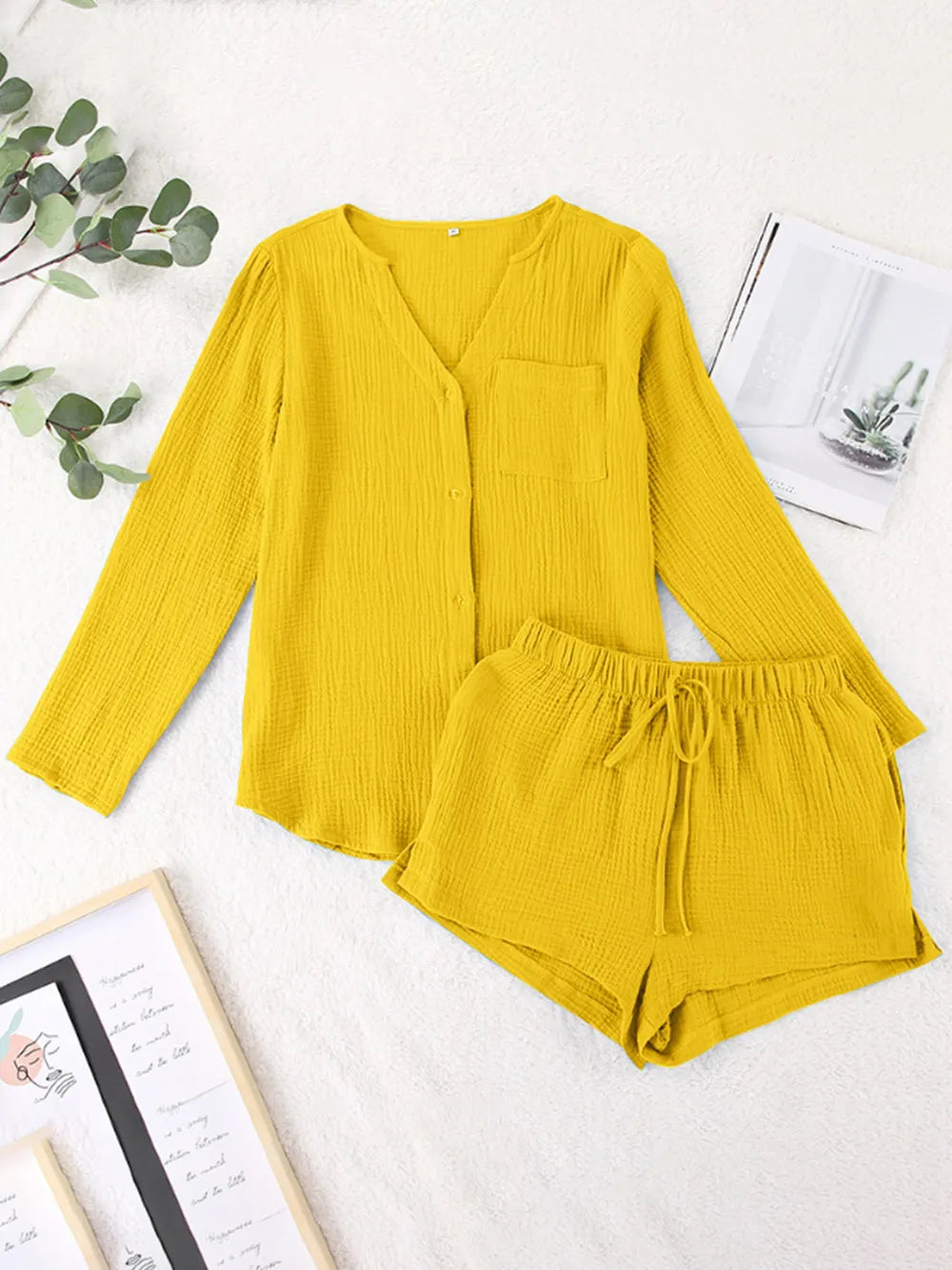 Ladies' Cotton Gauze Summer Pyjama Set — Lightweight Two-Piece Loungewear
