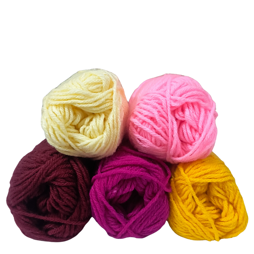 Knitsilk Babysoft – 4‑Ply Acriwool Yarn (Pack of 5, 20g Ball x 250+ Yards Each Ball) | Assorted- 5 Colors