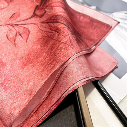 Mulberry Silk Square Scarf — Vintage Real Silk, Floral & Versatile 53×53 cm