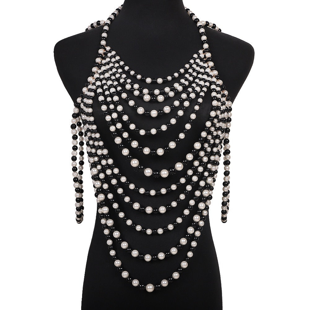 Beaded Sweater Chain Necklace — Elegant Banquet & Evening Jewellery