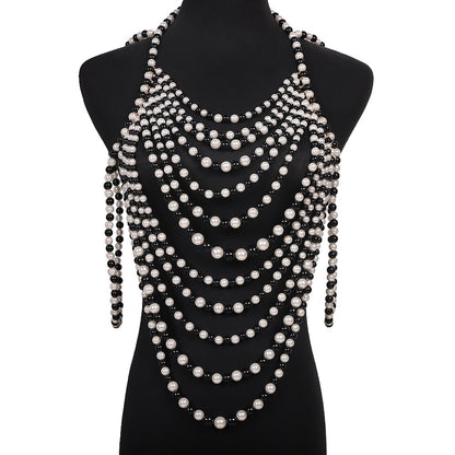 Beaded Sweater Chain Necklace — Elegant Banquet & Evening Jewellery