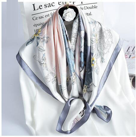 Mulberry Silk Square Scarf — European Style, 88×88 cm, All-Season Luxury