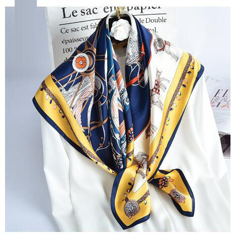 Mulberry Silk Square Scarf — European Style, 88×88 cm, All-Season Luxury