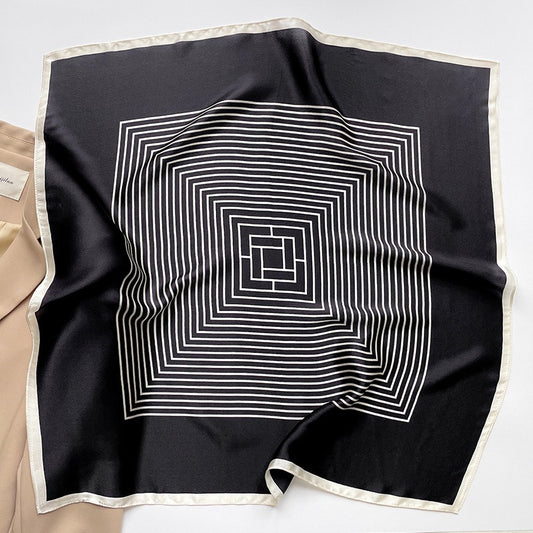 Mulberry Silk Striped Square Scarf — Dual-Purpose, Professional & Elegantly Versatile, 70×70 cm