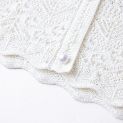 White Crochet Knit Vest — Hollow-Out, Round Neck & Sleeveless Summer Top