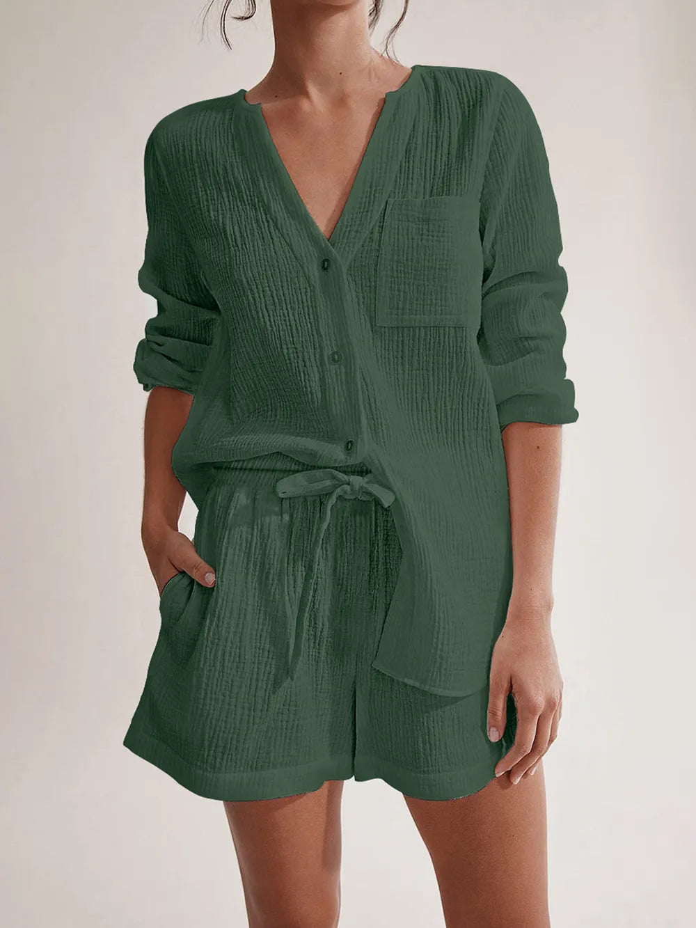Ladies' Cotton Gauze Summer Pyjama Set — Lightweight Two-Piece Loungewear