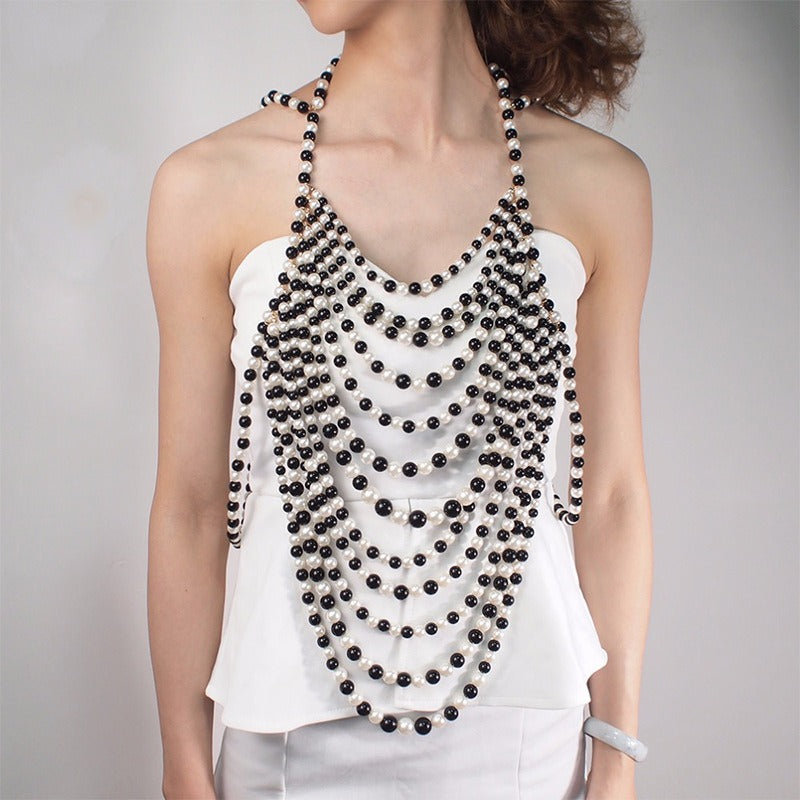 Beaded Sweater Chain Necklace — Elegant Banquet & Evening Jewellery