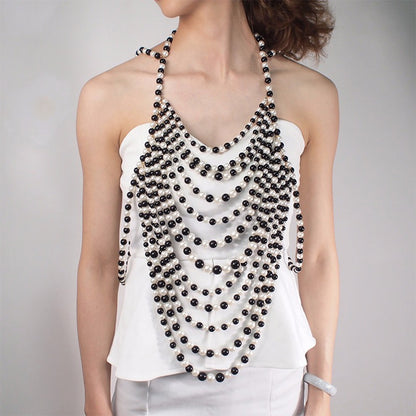 Beaded Sweater Chain Necklace — Elegant Banquet & Evening Jewellery
