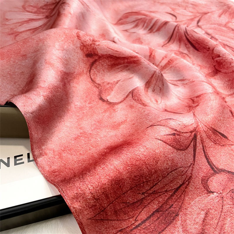 Mulberry Silk Square Scarf — Vintage Real Silk, Floral & Versatile 53×53 cm