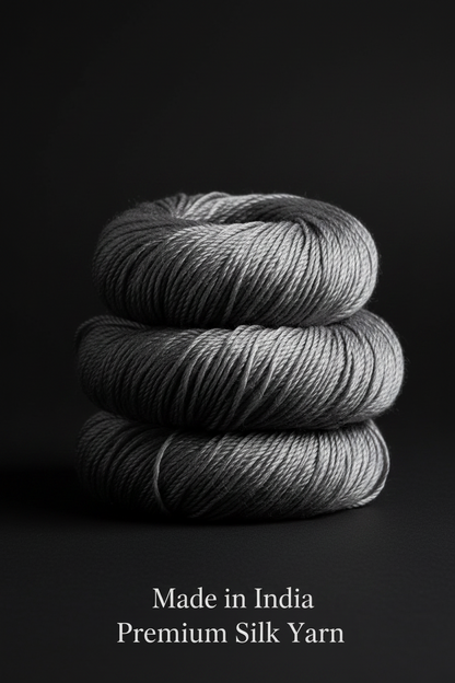 Knitsilk 3 Ply 100% Mulberry Silk Lace Weight Yarn | Perfect for Knitting, Crocheting & Weaving | Premium Quality Silk Yarn for Luxurious Projects (50g – 260 Yards, Grey)