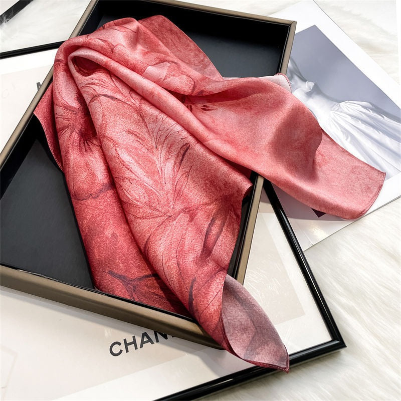 Mulberry Silk Square Scarf — Vintage Real Silk, Floral & Versatile 53×53 cm