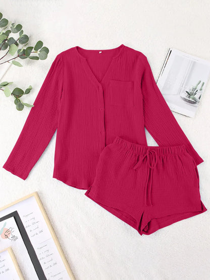 Ladies' Cotton Gauze Summer Pyjama Set — Lightweight Two-Piece Loungewear