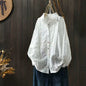 Pure Cotton Lace Crochet Blouse — Embroidered, Long Sleeve & Elegantly Loose